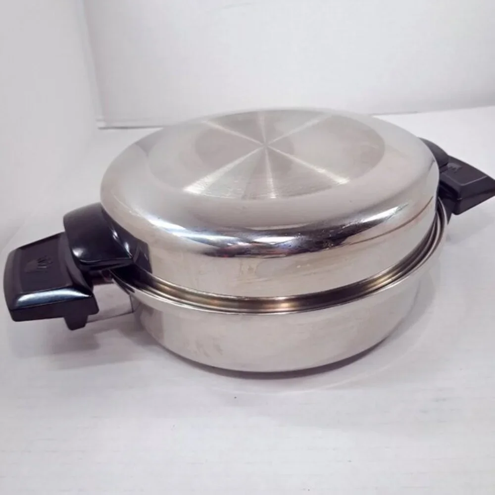 Kitchen Queen Frying Pan skillet with dome Lid 5‎ ply multi-core stainless steel